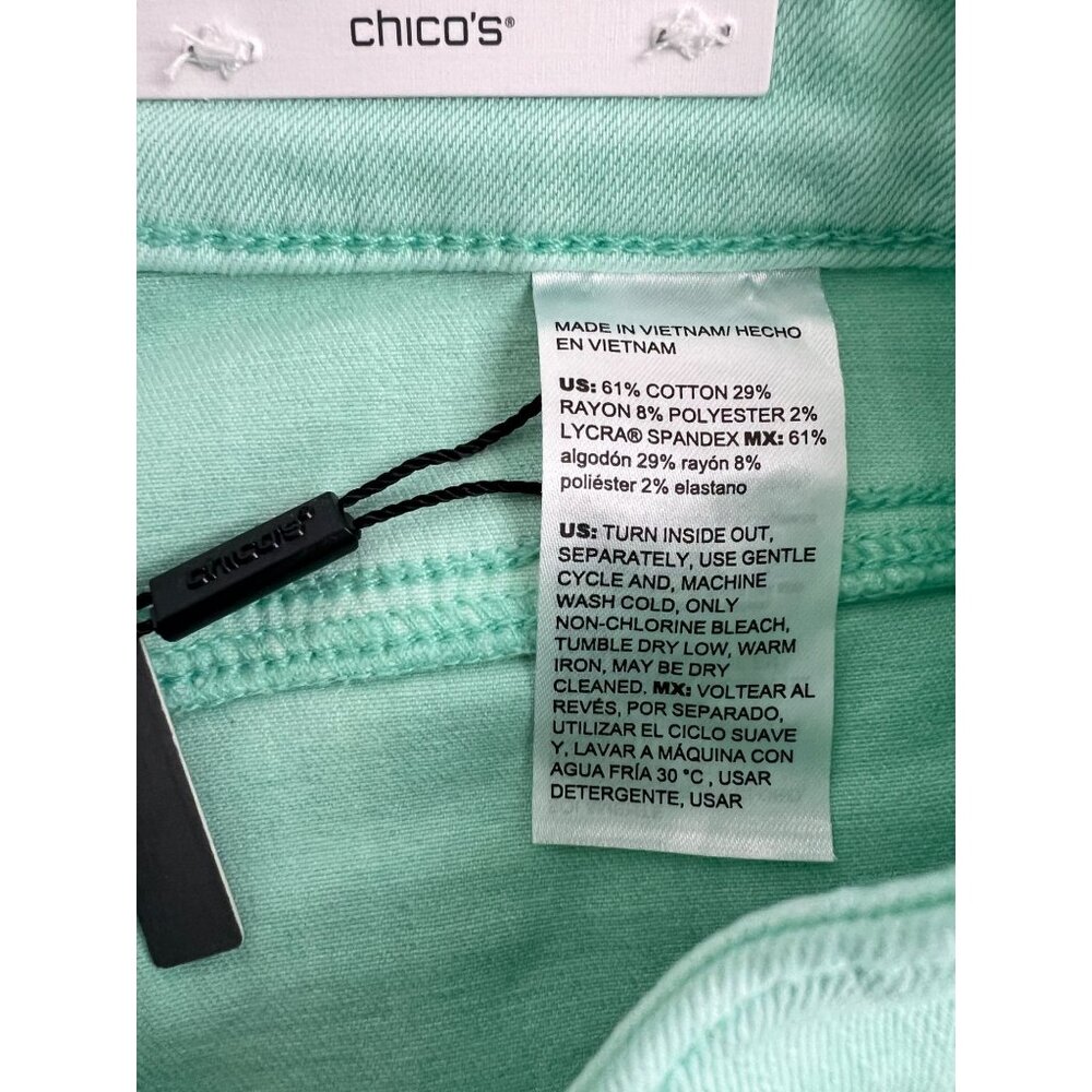 Chico's Size 2.5 US 14 So Slimming Girlfriend Short Teal Green NWT Denim - Picture 4 of 9